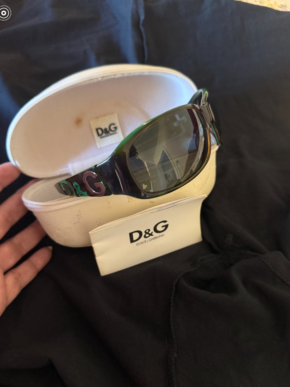 D&G Iridescent Green and Black Logo Wrap Sunglasses